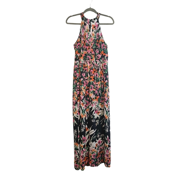 Eliza J Floral Abstract Halter Chiffon Maxi Dress - Picture 3 of 9